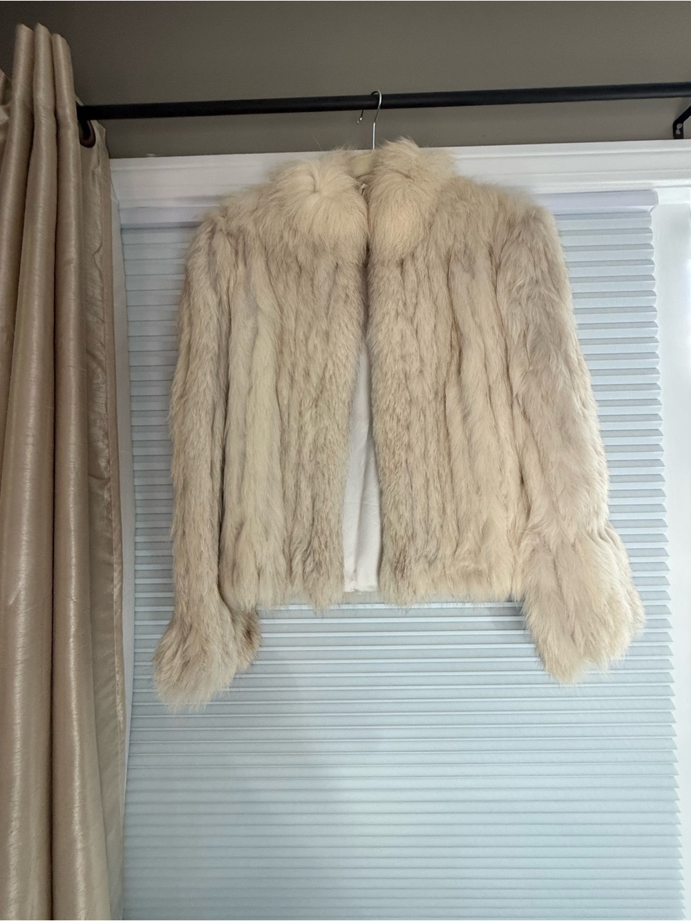 Saga Furs Light Cream Plush Cropped Fur Jacket